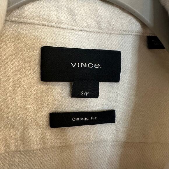 Vince Men's Engineered Stripe Short Sleeve Button Down Shirt White Linen Blend - Picture 5 of 7